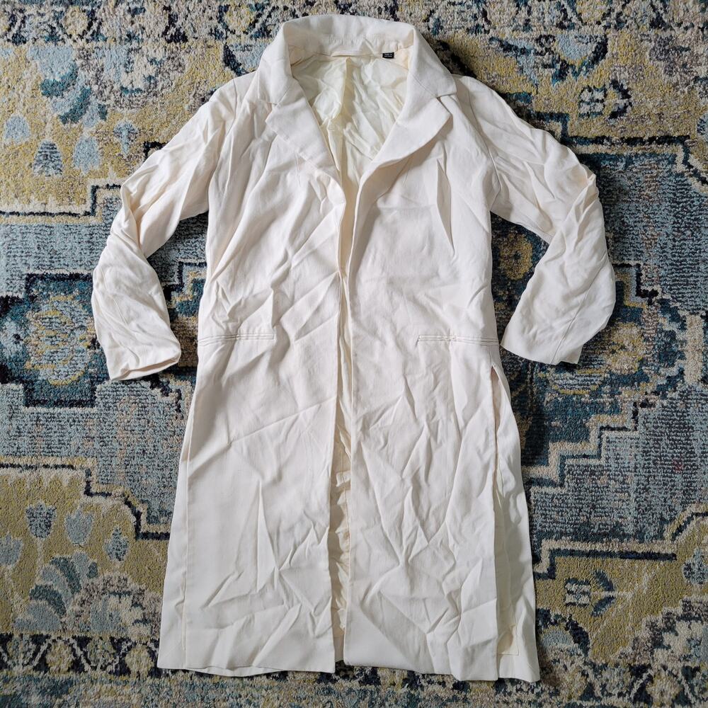 Allsaints Womens US 4 Aleida Duster Long Cream Blazer Jacket Coat Minimalist